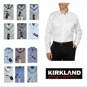 Kirkland - Men’s Traditional Fit Non Iron 100% Cotton Shirt L 16 1/2x33